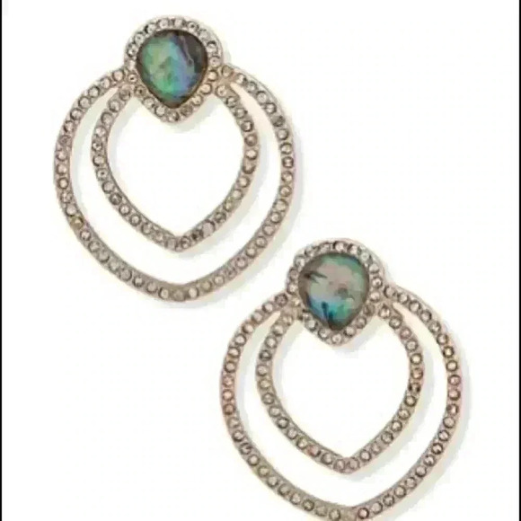 Anne Klein New AlbaloneDoorknocker Earrings - Picture 2 of 2